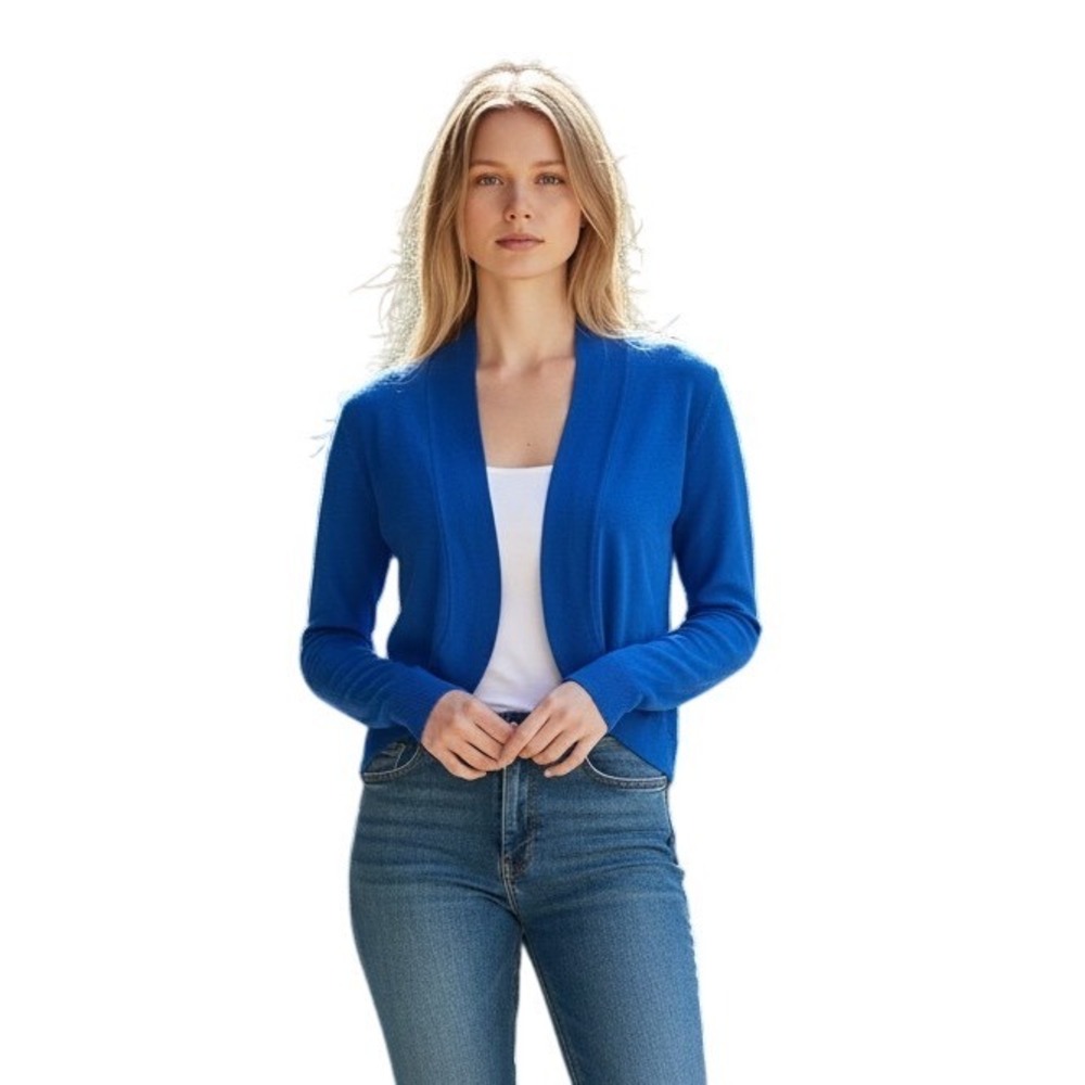 Eliza J Womens Royal Blue Cropped Shrug Cardigan Bolero Sweater Size S Small